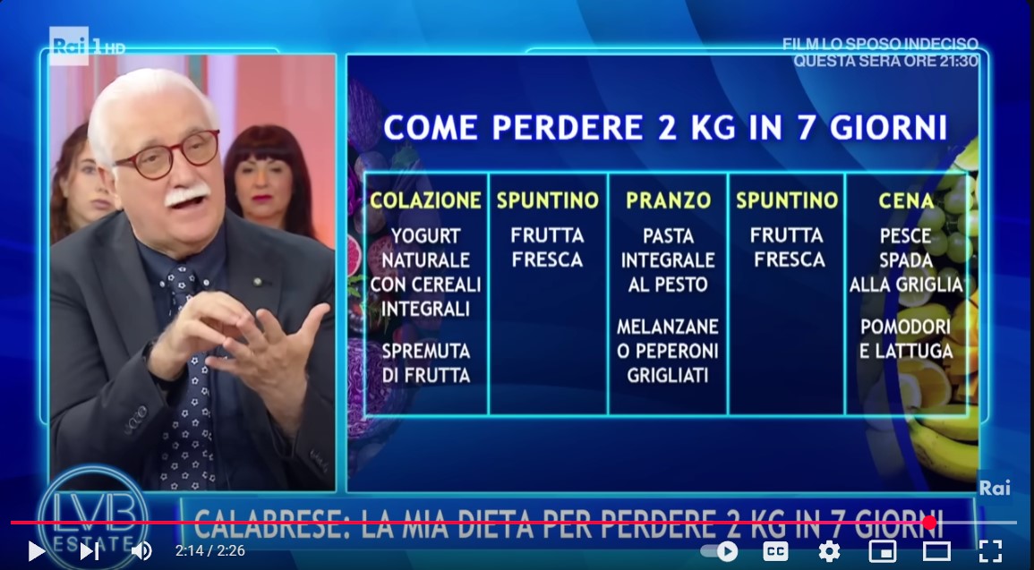 dieta calabrese 2 kg in 7 giorni